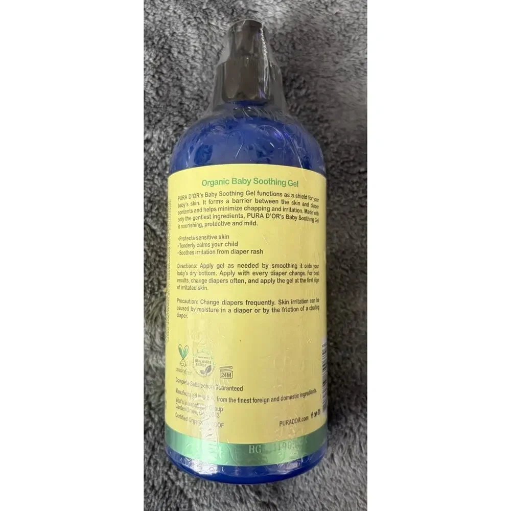 PURA D’OR Precious Organic Baby Soothing Gel Aloe Vera Diaper Rash 16 oz NEW